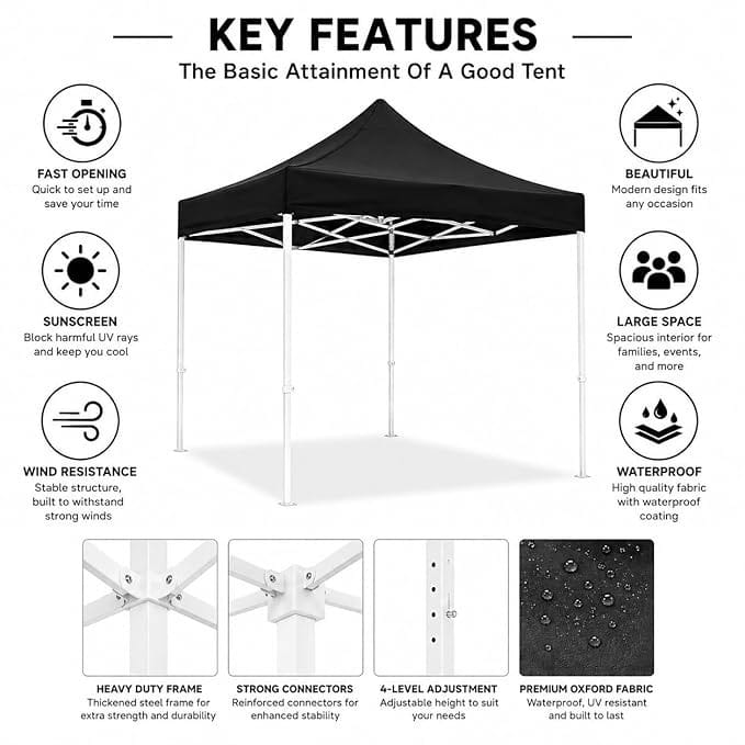 Portable Pop Up Tent for Garden, Picnic & Camping | 300Cm X 300Cm Outdoor Event Shelter | Product Promotion Booth, Car Shelter & Portable Green Room - 52197 - image 2