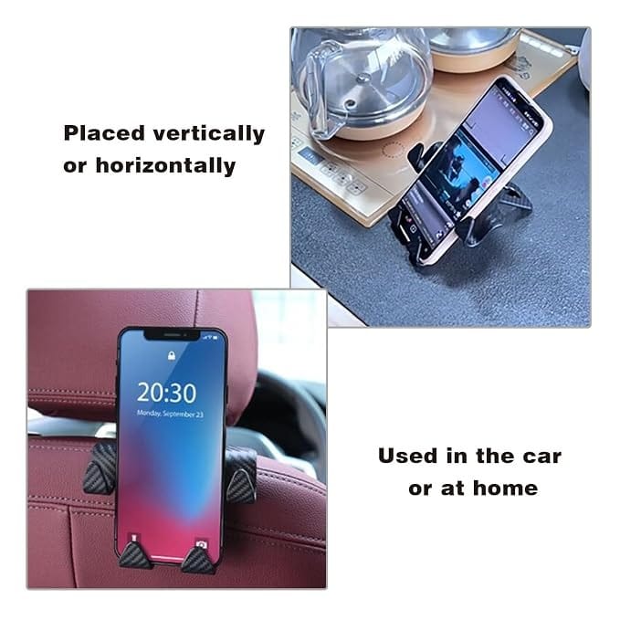 Car Interior Headrest Hooks with Phone Holder | Waterproof Back Seat Headrest Hanger, Plastic Purse Holder, Grocery Bag Hook & Mobile Phone Stand for Cars - 052260 - image 2