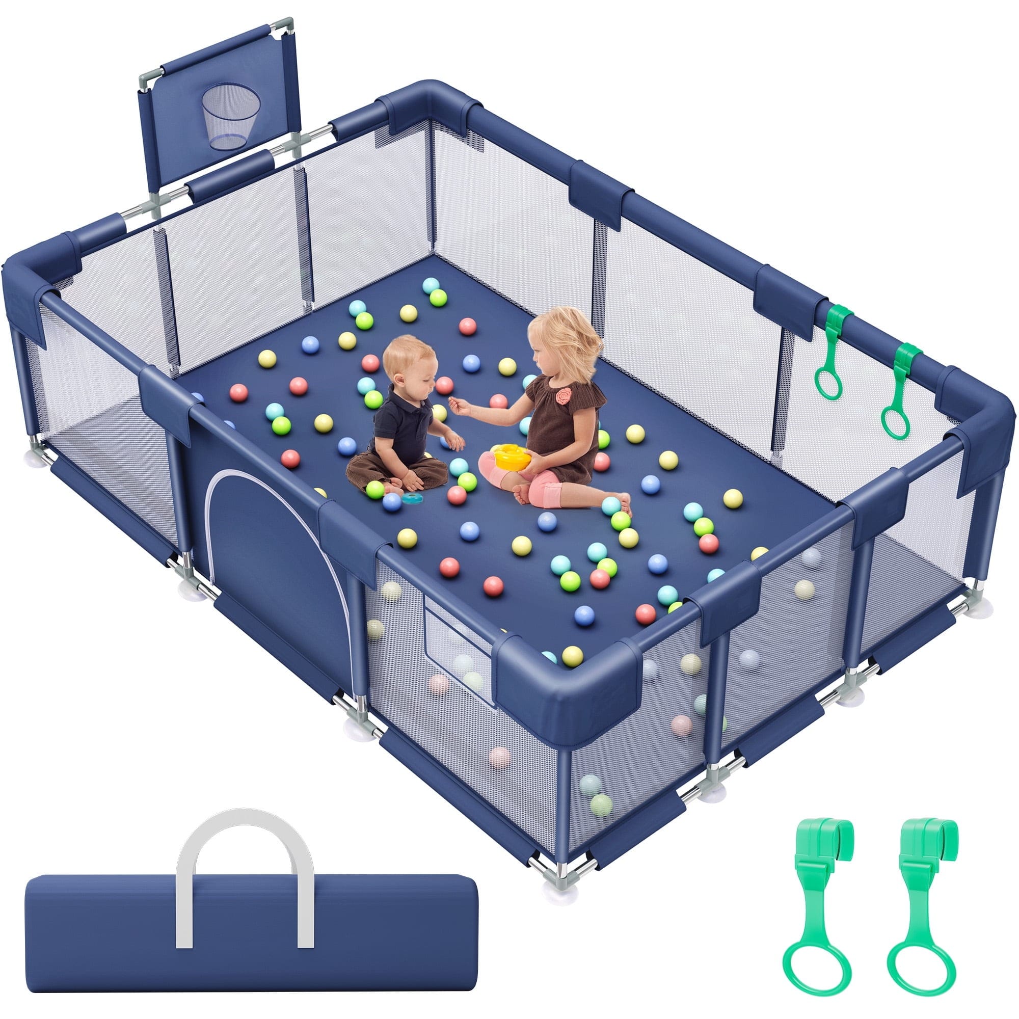 Children's Game Fence | Large Play Yard Safety Fence for Toddlers | Portable Indoor & Outdoor Play Area with Breathable Mesh Sides and Anti-Slip Base | Baby Playing Fence | Strong and Durable - 052186 - image 1