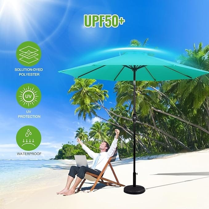 Portable Outdoor Umbrella Large | Double Layered Protection | UV Protection Outdoor Attachments | Adjustable Sunshade for Poolside, Garden, Backyard & Camping - 052192 - image 2