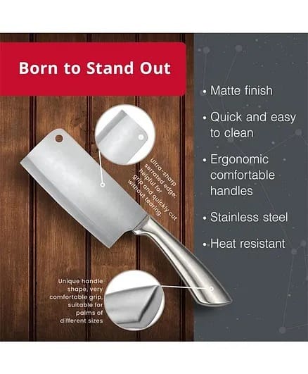 High-Grade Inox Stainless-Steel Cleavers Knife | Eotia Brands Ultra Sharp Chopping Knife for Meat, Fish, Vegetables & Fruits | Comfortable Grip - 416856 - image 4
