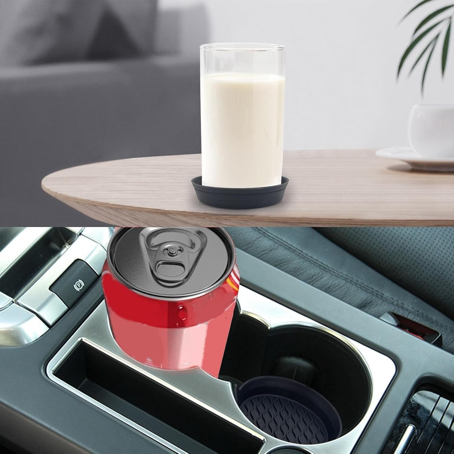 Car Cup Coaster Flexible Heat-Resistant Silicone Cup Holder Insert | Universal Anti-Slip Holder Liner | Washable Dustproof Drink Holder Protector for Cars, SUVs & Trucks - 052252 - image 3
