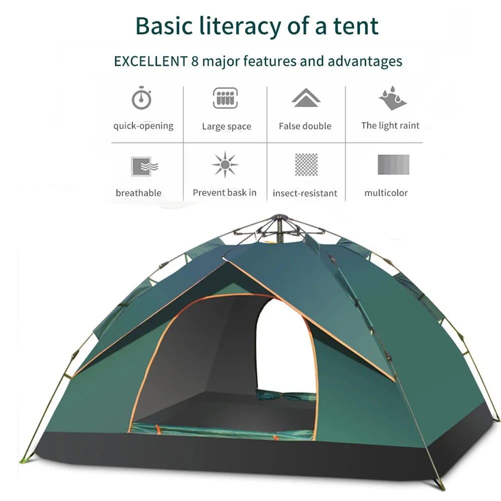 Waterproof Camping Tent for 4-5 People Double Layer Instant Setup | Portable Outdoor Family Tent with Weather-Resistant Design for Camping, Hiking, Trekking & Travel - 052190 - image 5