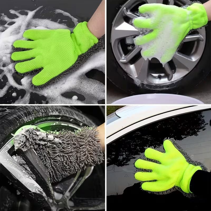 5-Finger Microfiber Car Cleaning Glove | Chenille Car Wash Mitt for Interior & Exterior Detailing | Scratch-Free, Lint-Free, Reusable Wash Glove for Cars, Motorcycles & Home Cleaning - 052287 - image 2