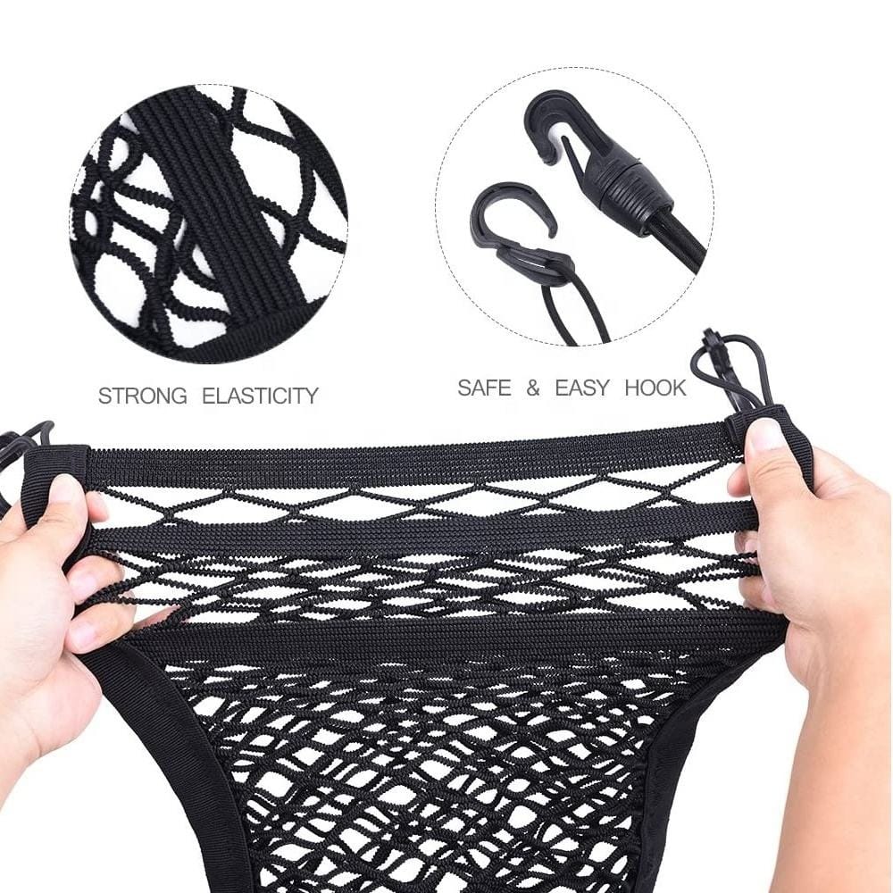 Car 3-Layer Elastic Mesh Storage Net Pocket | Universal Car Seat Back Organizer Bag for Bottles, Tissues, Snacks & Travel Essentials | Childproof Car Interior Storage - 052270 - image 5