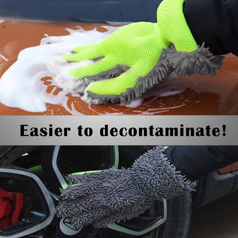 5-Finger Microfiber Car Cleaning Glove | Chenille Car Wash Mitt for Interior & Exterior Detailing | Scratch-Free, Lint-Free, Reusable Wash Glove for Cars, Motorcycles & Home Cleaning - 052287 - image 3
