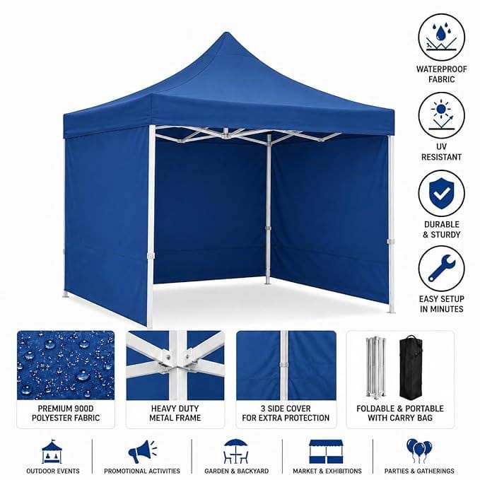 Portable Pop Up Tent for Garden, Picnic & Camping | 300Cm X 300Cm Outdoor Event Shelter | Product Promotion Booth, Car Shelter & Portable Green Room - 52197 - image 3