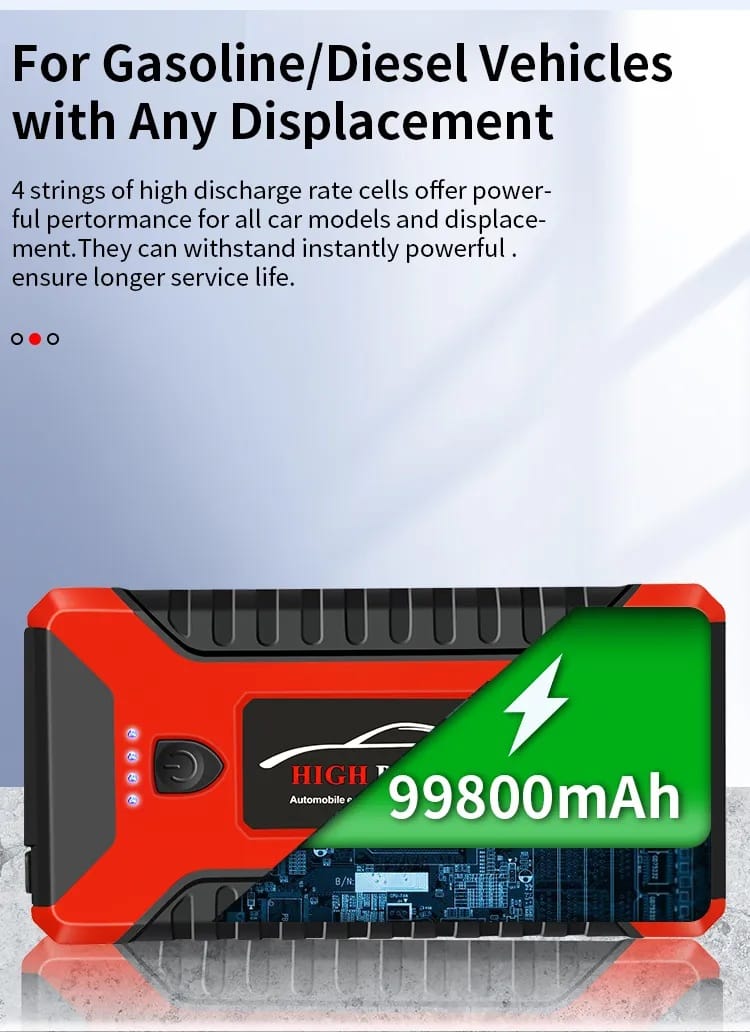 99800mAh 12V High-Power Multi-Function Jump Starter | Car Jumper | Car Powerbank | Car Tyre Air Pump | Starter | Booster | Portable | USB Charger | Car Emergency Start | Power Bank Supply | Battery Charge | Car Start Supply | Phone Charging - 51915ATONPLG - image 5