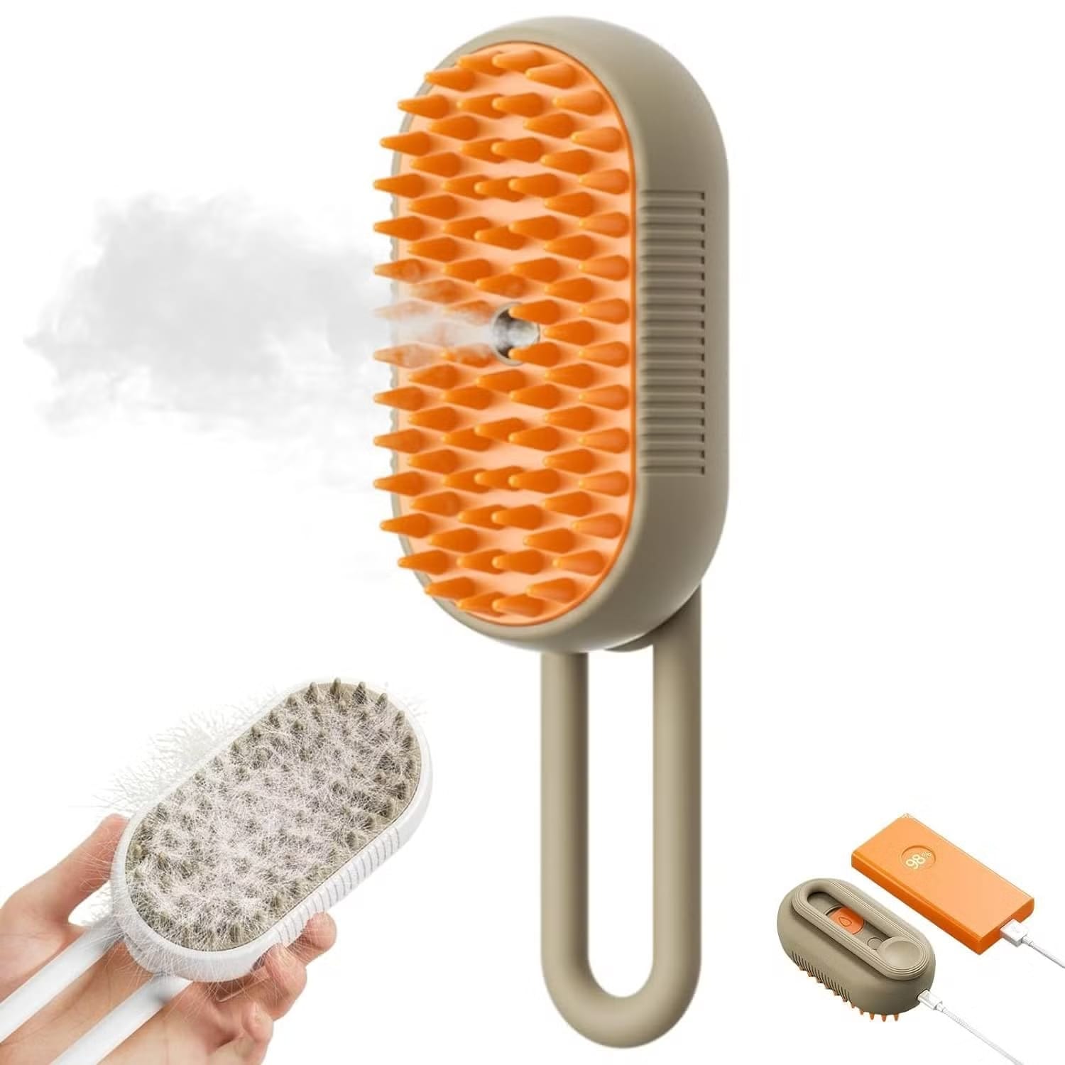 3 in 1 Electric Pet Steam Brush for Dogs & Cats | Rechargeable Spray Massage Grooming Comb | Hair Removal & Shedding Brush | Electric Brush - 52194 - image 1