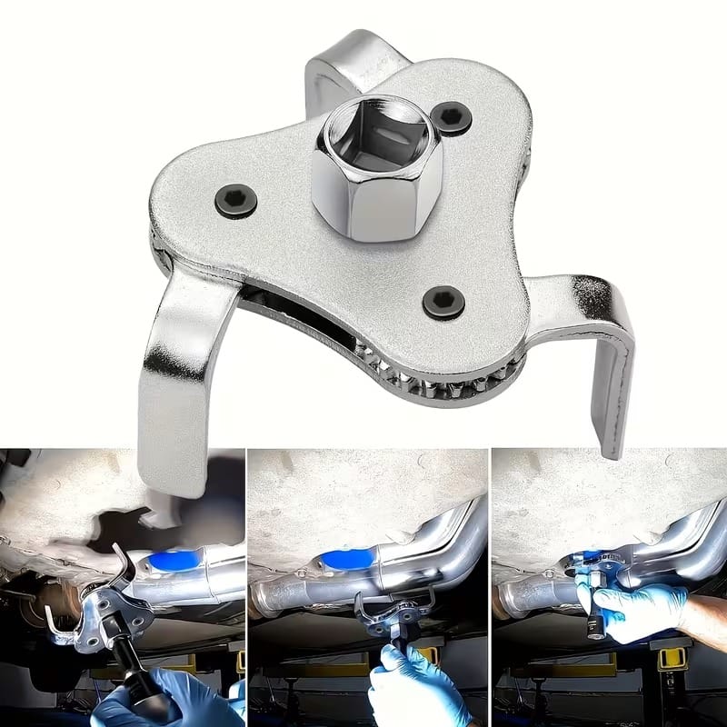 1Pc 3-Jaw Adjustable Oil Filter Wrench | Universal Adjustable Oil Filter Removal Tool | Heavy Duty Oil Filter Disassembly Tool for Vehicle Maintenance - 052247 - image 4