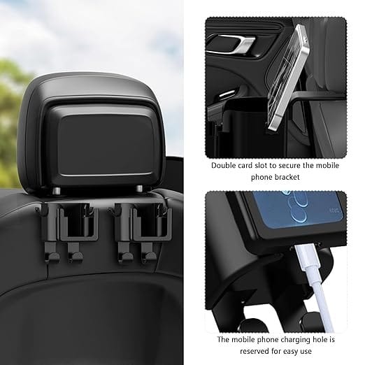 3-in-1 Car Cup Holder, Phone Holder & Headrest Hook | Multifunctional Back Seat Organizer with Cup Holder, Purse Hook & Mobile Stand | Universal Car Interior Storage Accessory - 052239 - image 4