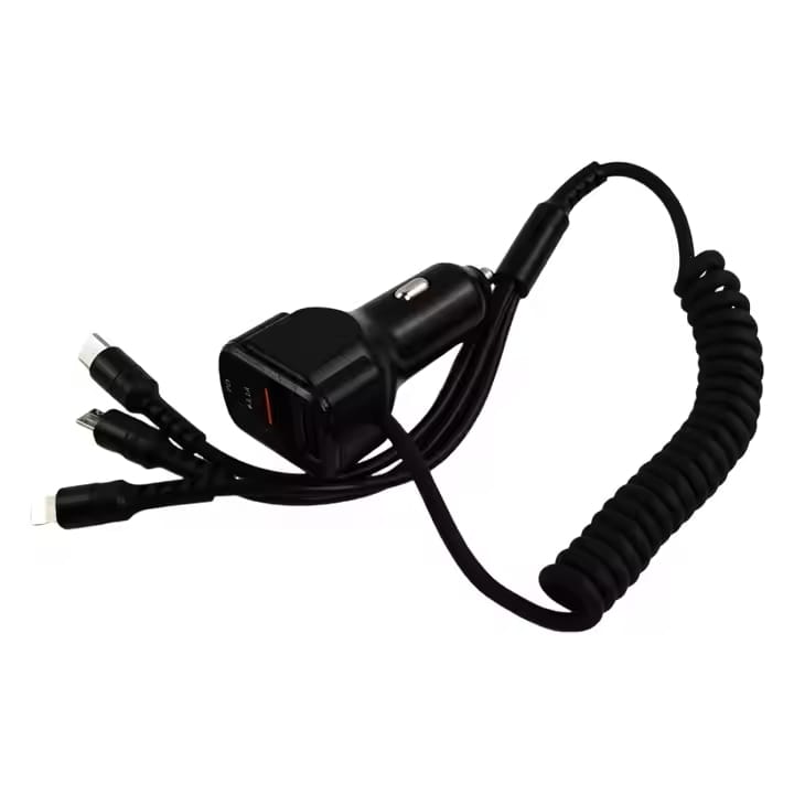 Car Type C USB Charger 3 In 1 fast charging cable car charger with RGB breathing lighting and digital display PD 36/65W - image 3