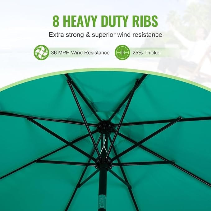 Portable Outdoor Umbrella Large | Double Layered Protection | UV Protection Outdoor Attachments | Adjustable Sunshade for Poolside, Garden, Backyard & Camping - 052192 - image 4