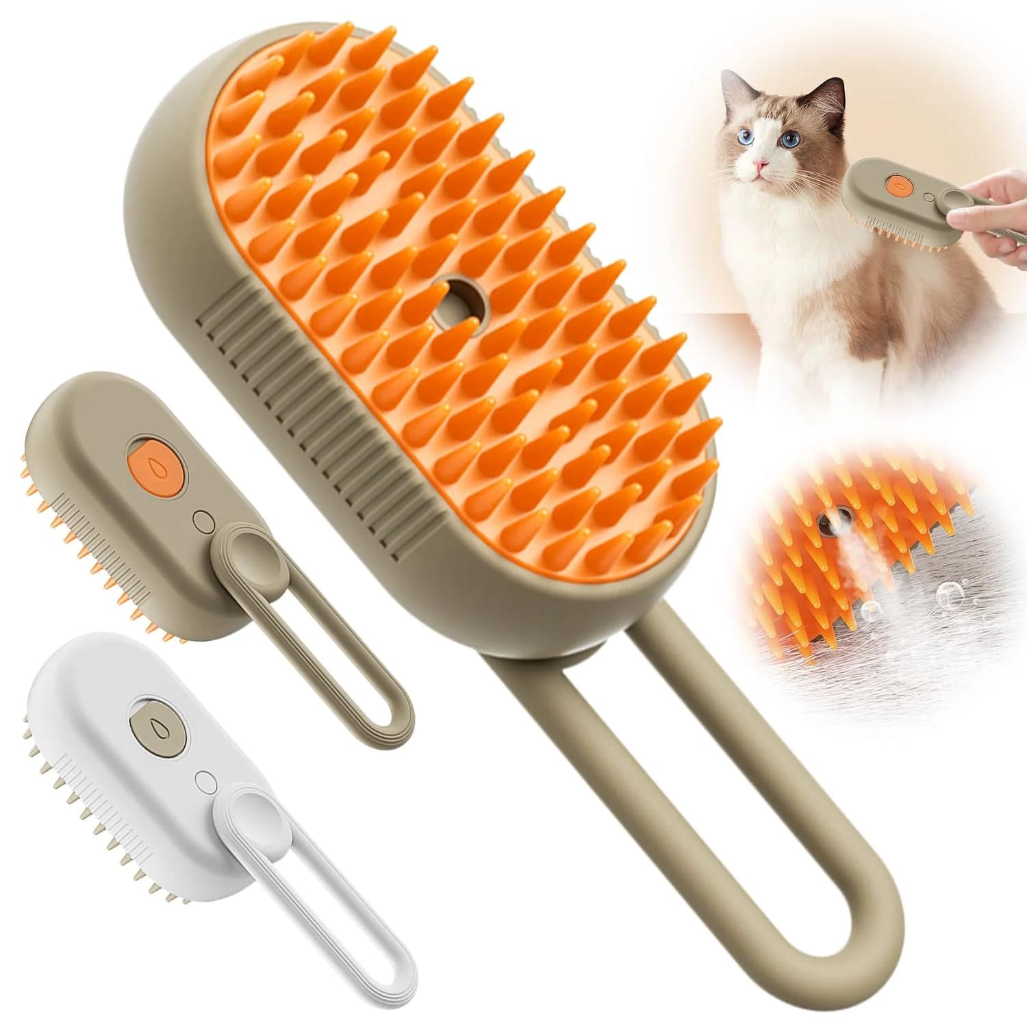 3 in 1 Electric Pet Steam Brush for Dogs & Cats | Rechargeable Spray Massage Grooming Comb | Hair Removal & Shedding Brush | Electric Brush - 52194 - image 3