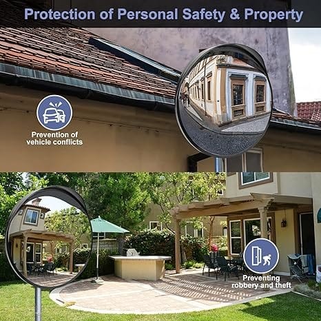 24-Inch Convex Safety Mirror | Wide-Angle Security & Traffic | Outdoor Indoor Blind Spot for Driveways, Parking Lots, Warehouses & Shops - 048257 - image 4