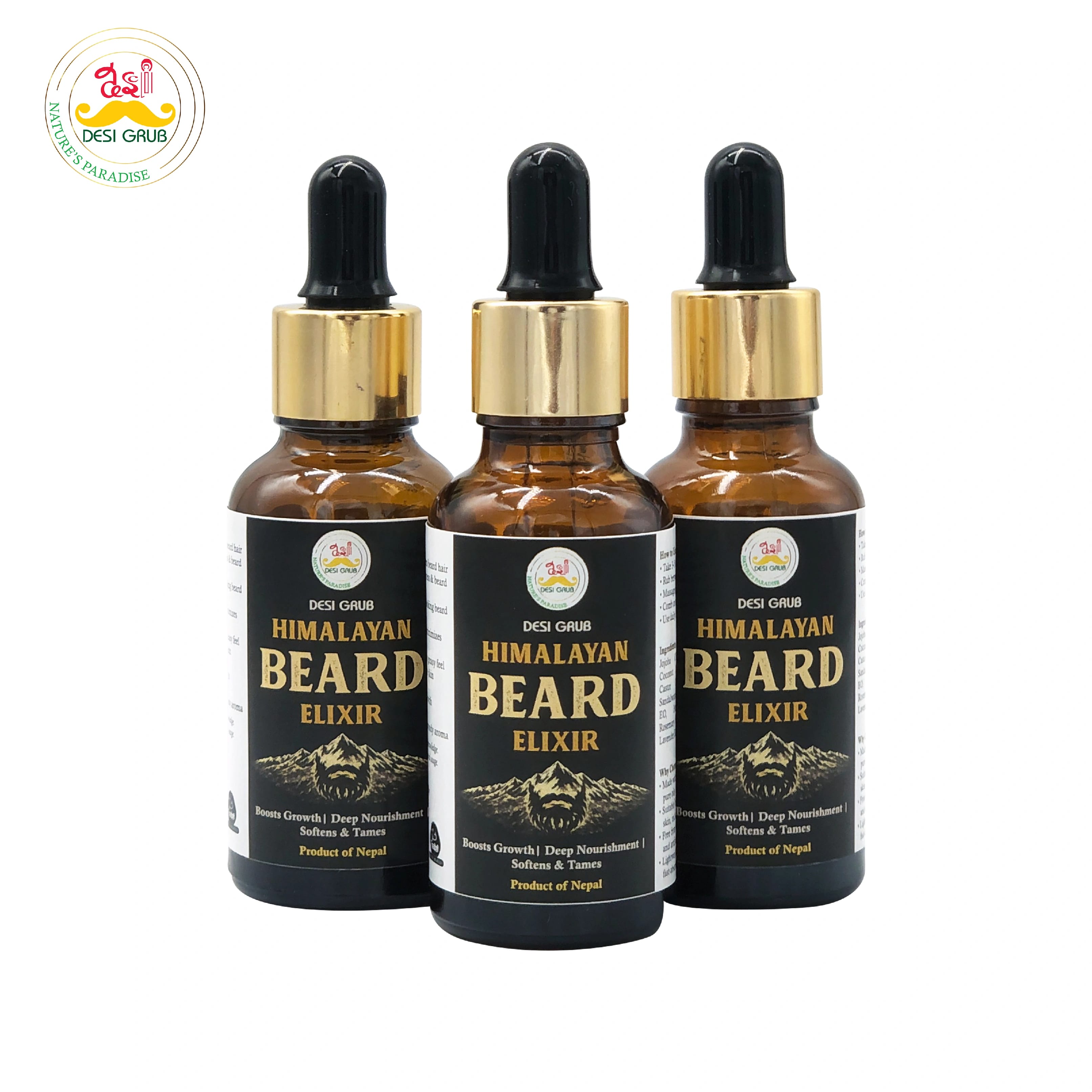 Desi Grub Himalayan Beard Elixir 30ml – Natural Beard Oil For Growth, Softness &Amp; Itch Relief - image 1