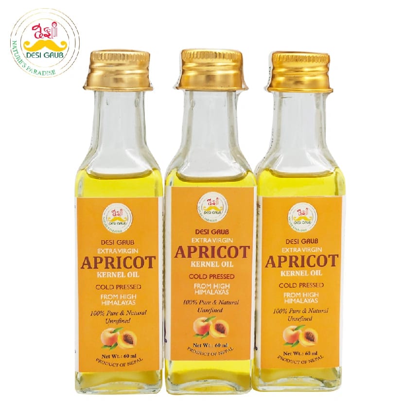 Desi Grub Apricot Kernel Oil 60ml: Extra Virgin, Cold-Pressed, Edible, High Himalayan - image 5