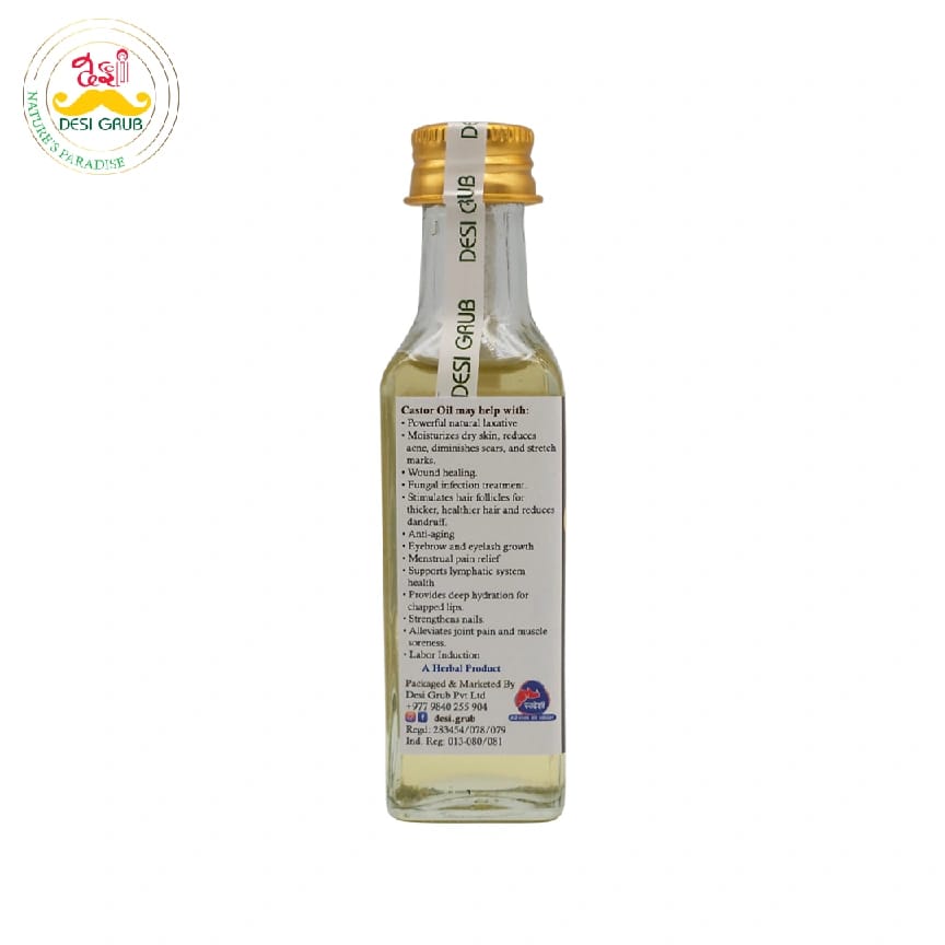 Desi Grub Castor Oil 60ml | Cold-Pressed, Natural Laxative, Skincare, And Hair Growth Solution - image 2