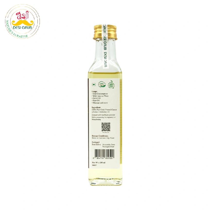 Desi Grub Castor Oil 250ml | Cold-Pressed, Natural Laxative, Skincare, And Hair Growth Solution - image 4