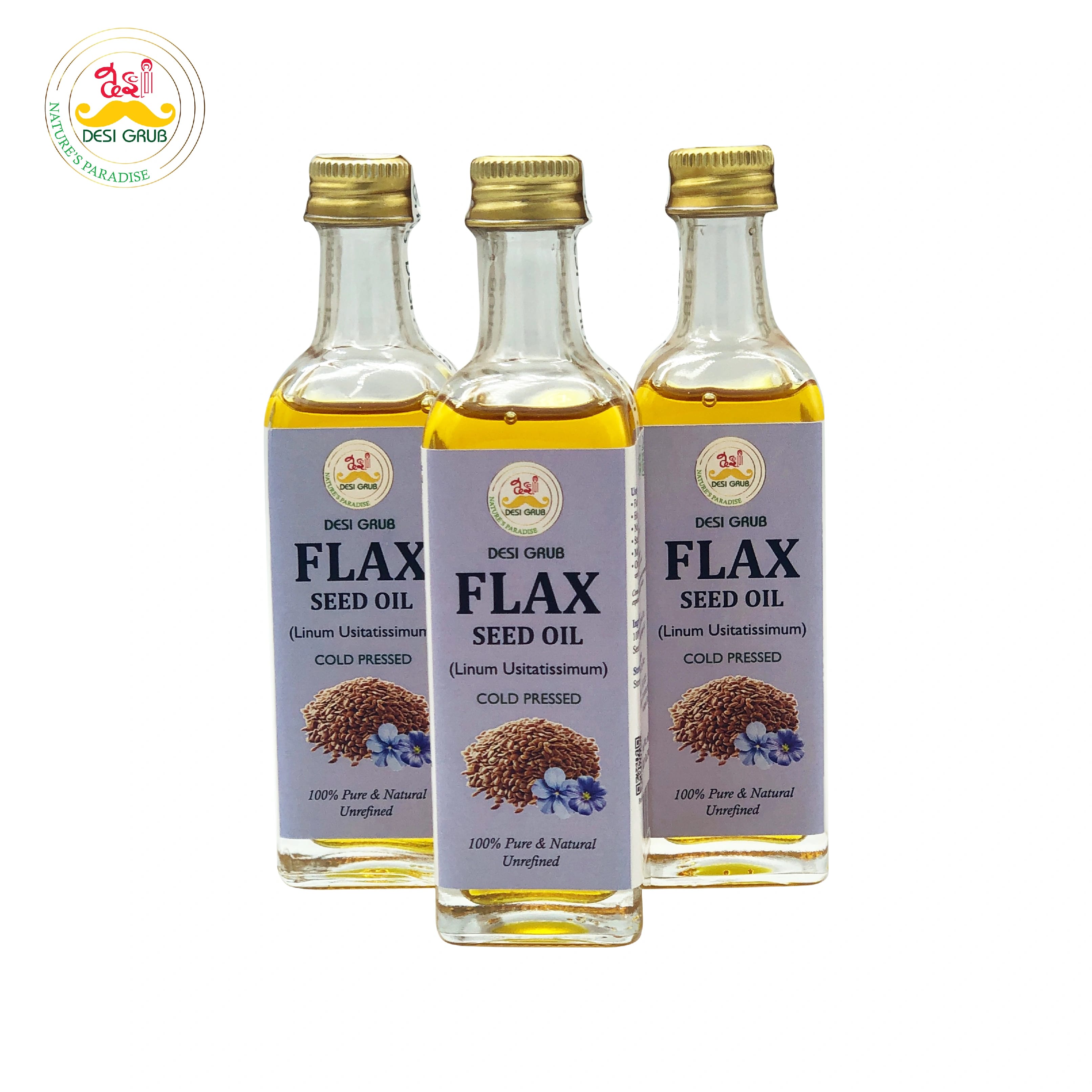 Desi Grub Flax Seed Oil 60ml | Alsi Tel | Omega-3 Rich | Heart, Skin & Hair Health - image 1