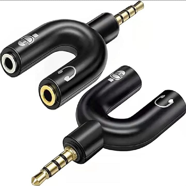 3.5mm Audio Jack to Headphone Microphone U Shape Splitter Converter Adaptor 1 Male 2 Female/Dual Headphone Jack