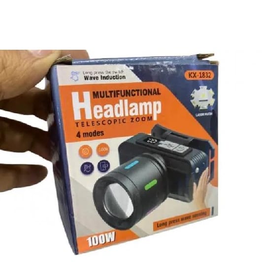 Multifunctional HeadLamp, KS-1832, Telescopic Zoom, 4 Modes, 100W, Long Press Wave Sensing - image 1