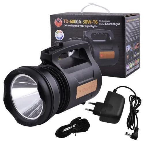 TD-6000A-30W-T6 Torchlight Rechargeable Digital Searchlight Emergency Light- Torch Light - image 2