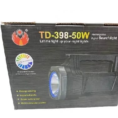 Torchlight Rechargeable Digital Searchlight Emergency Light- Torch Light TD-398-50W | Rechargeable 50W Flash Light