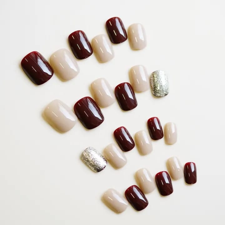 MAANGE 24Pcs Golden Glitter Coffin Brown Caramel Fake Press On Nails With Glue & File PD07 - image 3
