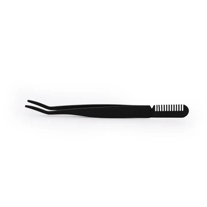 MAANGE 1Pc Multipurpose Personal Care Black Curved Eyebrow Fake Eyelash Tweezers With Comb MAG89969 - image 5