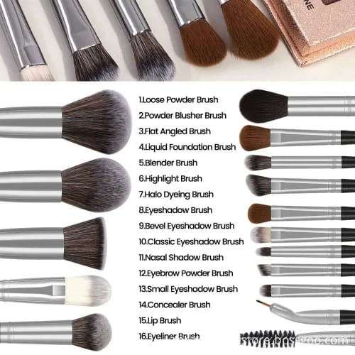 MAANGE 16Pcs Teardrop Handle Makeup Brush Set MAG51913HQ+YT - image 3
