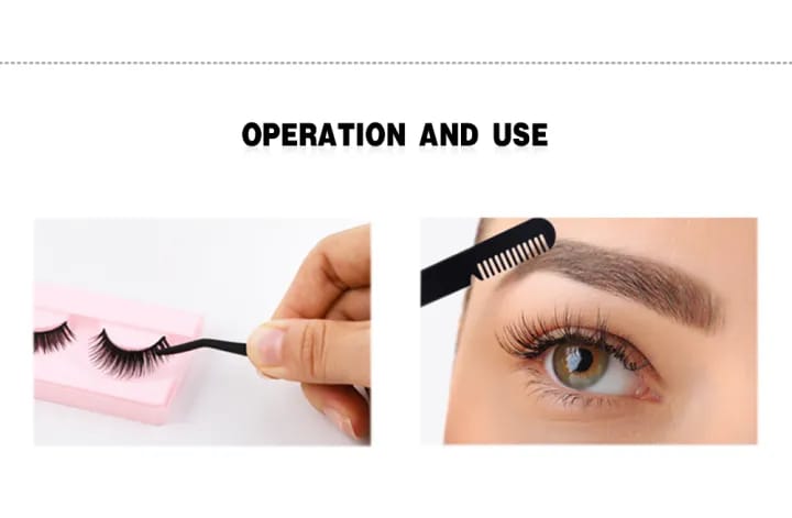 MAANGE 1Pc Multipurpose Personal Care Black Curved Eyebrow Fake Eyelash Tweezers With Comb MAG89969 - image 3