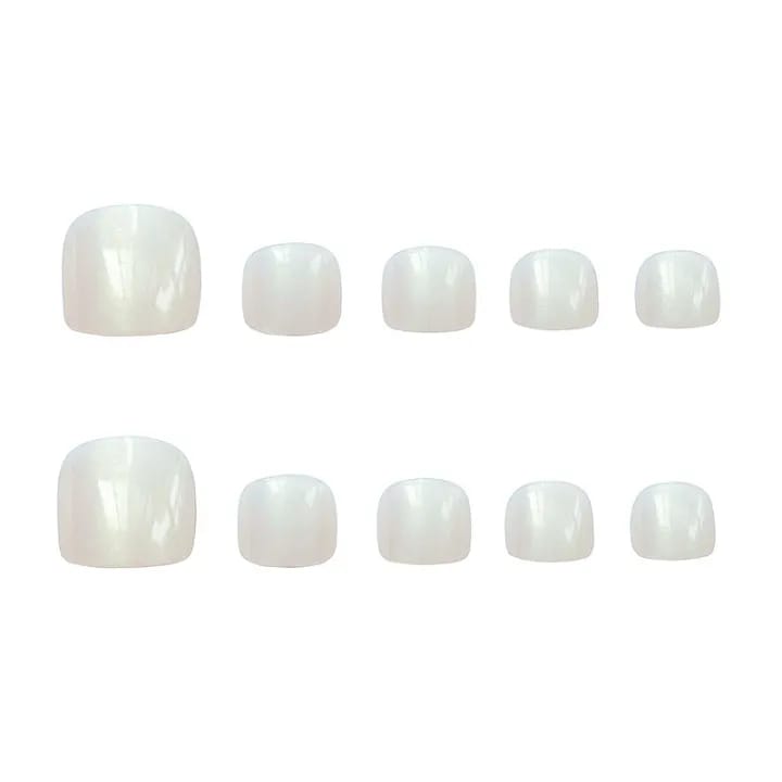 MAANGE 24Pcs White Pearlescent Toenails Fake Press On Nails With Glue & File J18 - image 2
