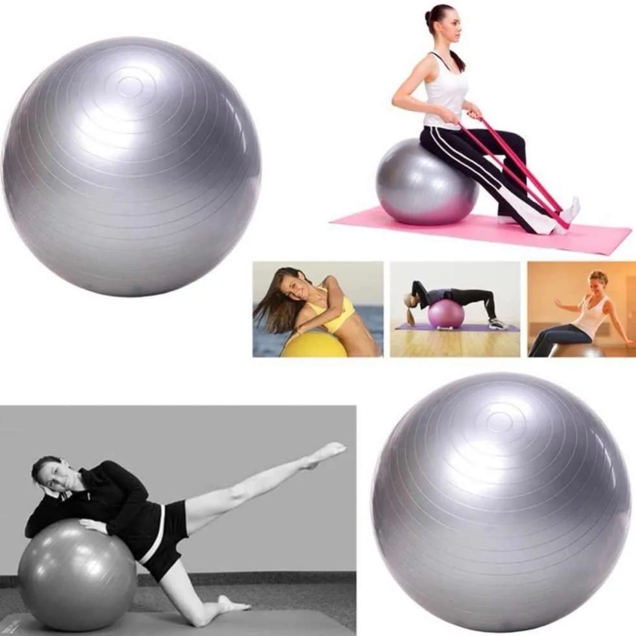 Yoga balls rubber balls 65cm 75cm and 85cm with air pump - image 3