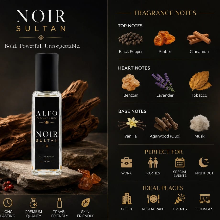 Noir Sultan Perfume For Men (20ml) - image 3