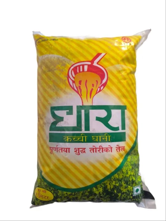 Dhara Kacchi Ghani Mustard Oil Pouch, 1 L - image 1