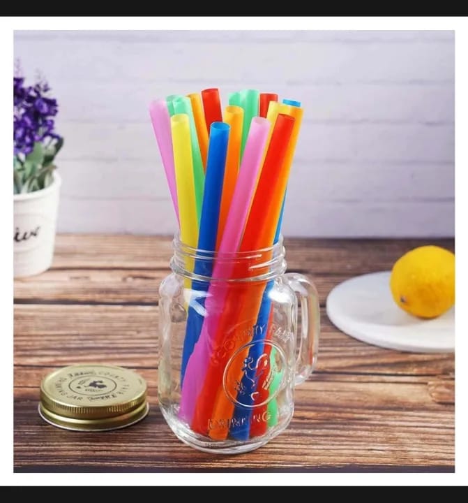 Pack of 100 Big Jumbo Size Plastic Bubble Tea Boba Thick Shake Milkshake Wide Mouthed Straw Multicolored - Size 9.5 Inches long Diameter 0.4 inches - image 4