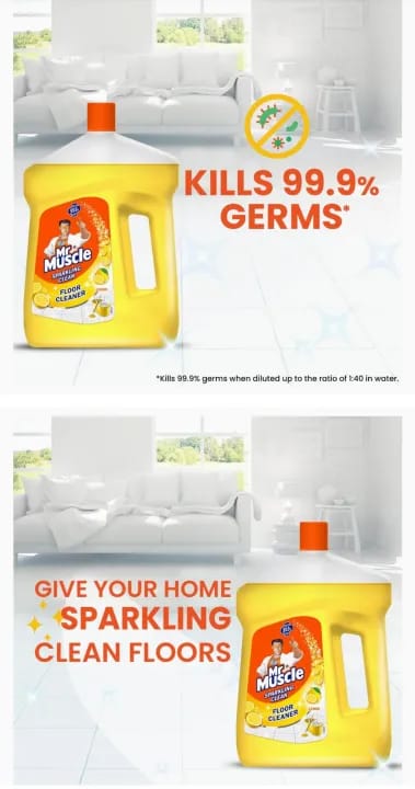 Mr. Muscle Floor Cleaner, Lemon, 2 Ltr Kills 99.9% Germs - image 4