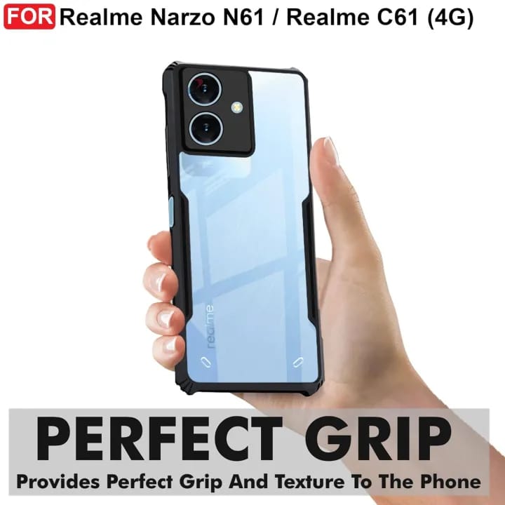 Back Phone Book Bumper case for Realme C61 / Narzo N61 4G - Clear PC Back Hybrid ...